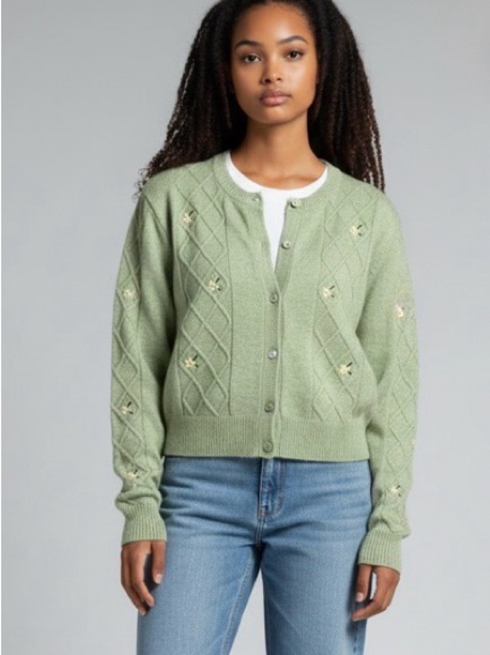 Mystyle loft Sweaters - Trendyol embroidered knitted cardigan in mint green size small